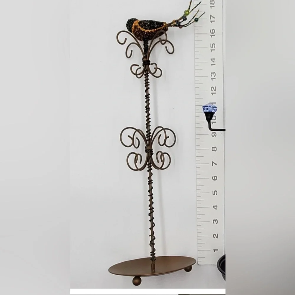 Pier 1 Decorative Beaded Bird on Metal Jewelry Stand - Multicolor NWT